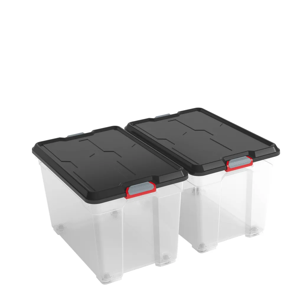 Kis Moover Box Xl Met Wielen Transparant Zwart 60L|Brico