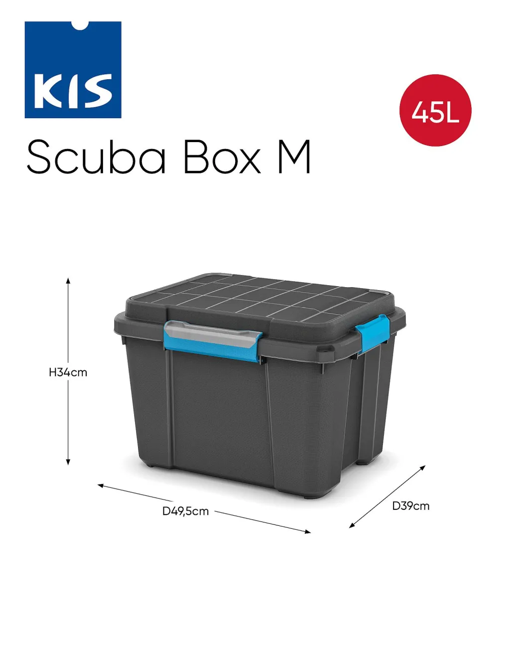Kis Scuba Opbergbox M - 45L Zwart/Blauwe|Brico Online