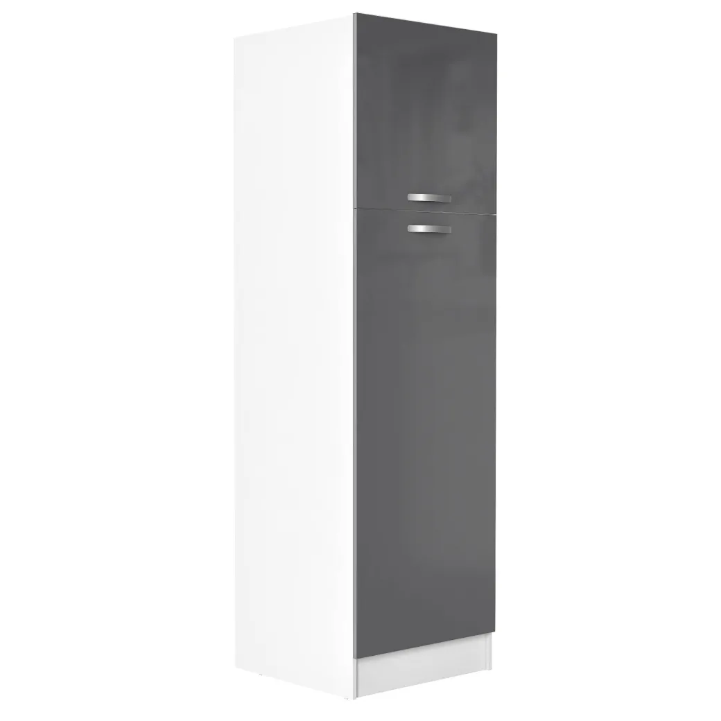 Kolomkast Keuken Delice 60X204Cm 2 Deuren Hoogglans Grijs|Brico New