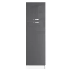 Kolomkast Keuken Delice 60X204Cm 2 Deuren Hoogglans Grijs|Brico New