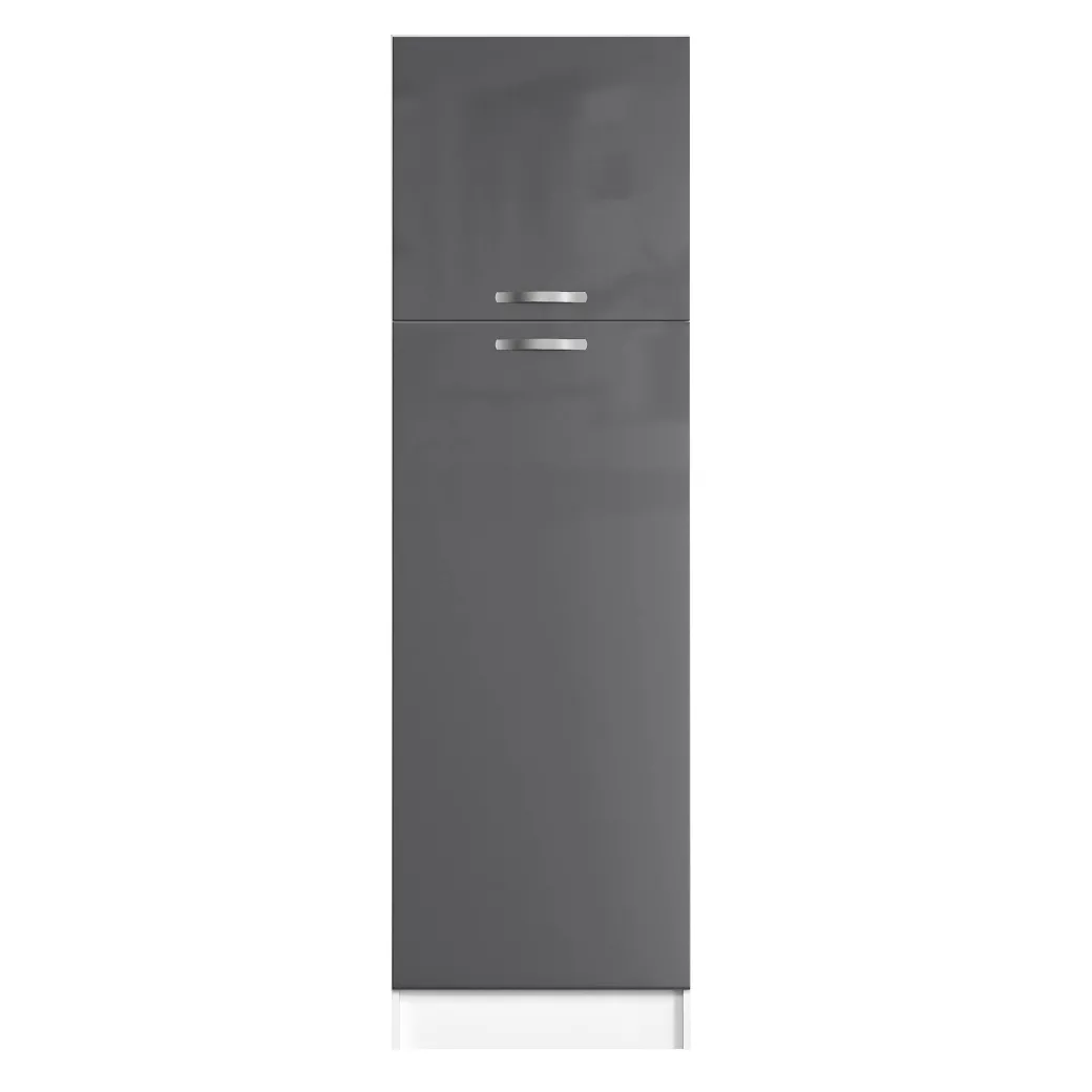 Kolomkast Keuken Delice 60X204Cm 2 Deuren Hoogglans Grijs|Brico New