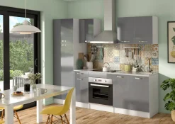 Kolomkast Keuken Delice 60X204Cm 2 Deuren Hoogglans Grijs|Brico New