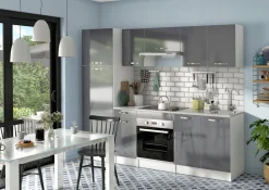 Kolomkast Keuken Delice 60X204Cm 2 Deuren Hoogglans Grijs|Brico New