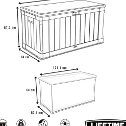Brico Opbergboxen Tuin-Lifetime Kussenbox 439L 127,9X67,2X64Cm