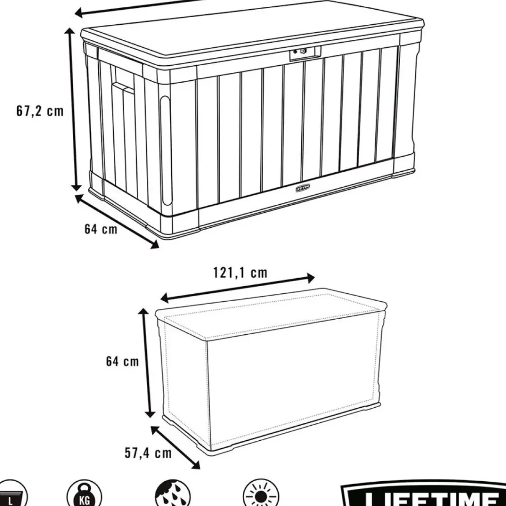 Brico Opbergboxen Tuin-Lifetime Kussenbox 439L 127,9X67,2X64Cm