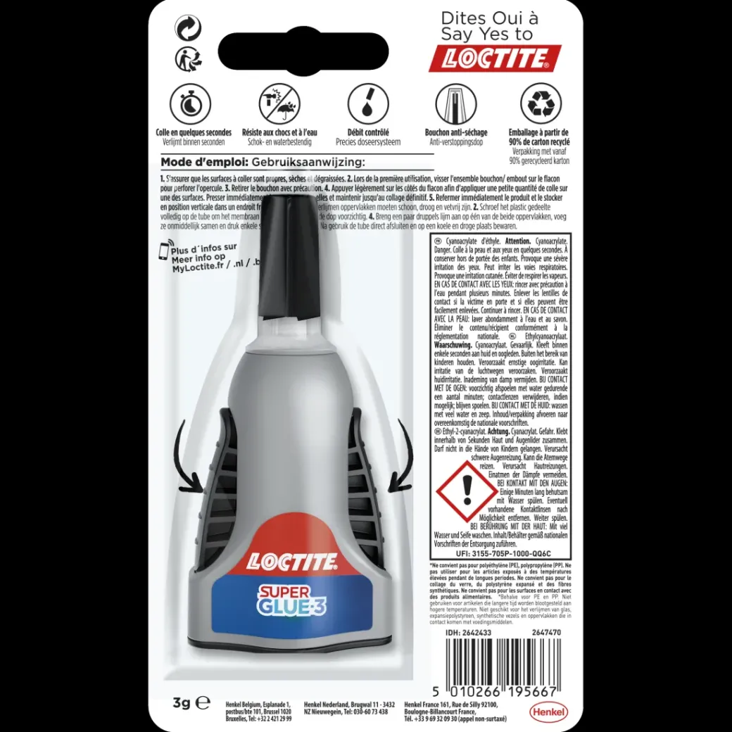 Brico Lijm- & Kitpistolen-Loctite Secondelijm Super Glue-3 Power Gel 3Gr