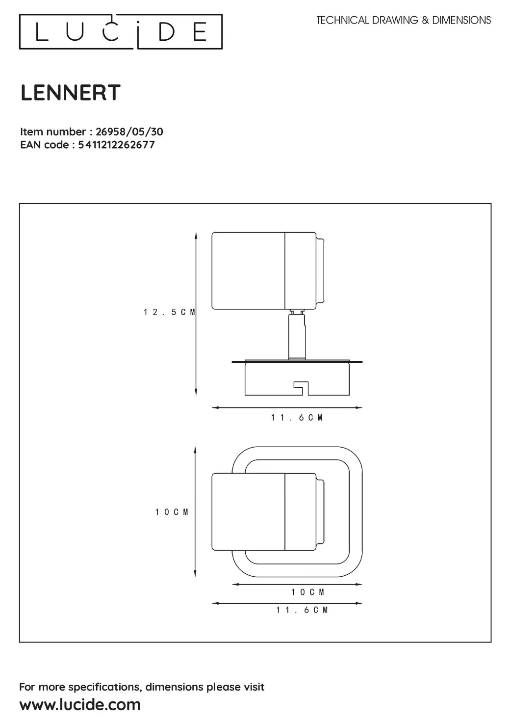 Lucide Plafondspot Lennert Zwart Gu10 5W|Brico New