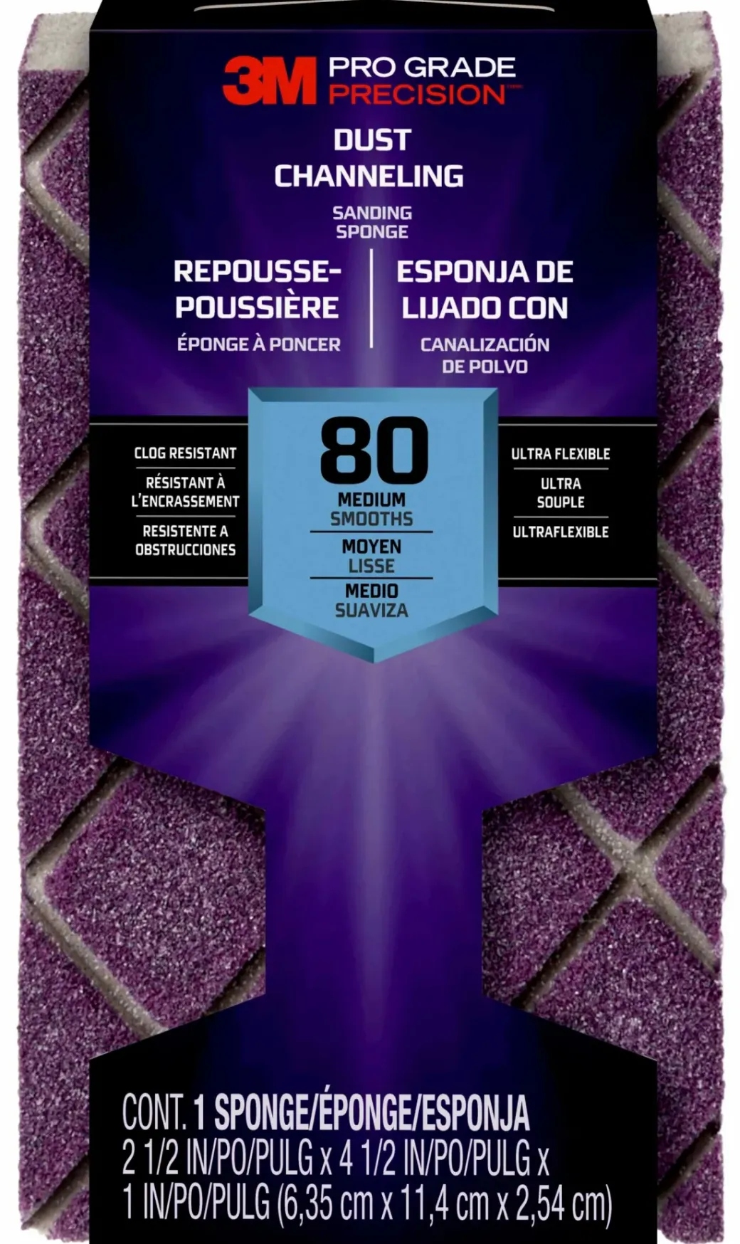 Brico Schuurpapier-3M Blokschuurspons Pro Grade Precision Met Stofkanalen Korrel 80 Middelgrof 12St/Pak