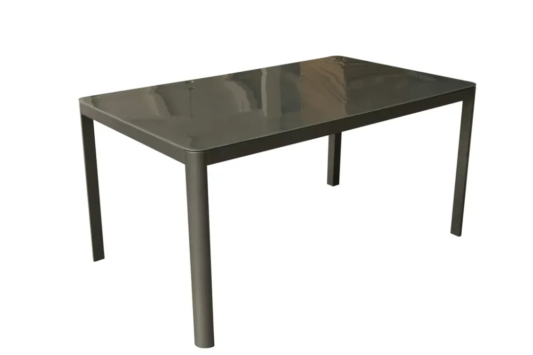 Brico Tuintafels-Macari Tuintafel + Verstelbare Poten Glas/Aluminium 150X90X75Cm