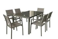 Brico Tuintafels-Macari Tuintafel + Verstelbare Poten Glas/Aluminium 150X90X75Cm