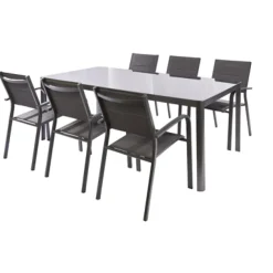 Brico Tuintafels-Macari Tuintafel Aluminium/Glas 200X100X75Cm