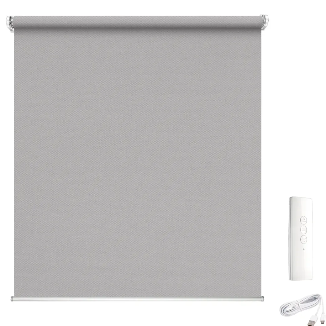Brico Isolerende Raamdecoratie-Madeco 1898 E-Roll Gemotoriseerd Screen Rolgordijn Grijs 100X250Cm