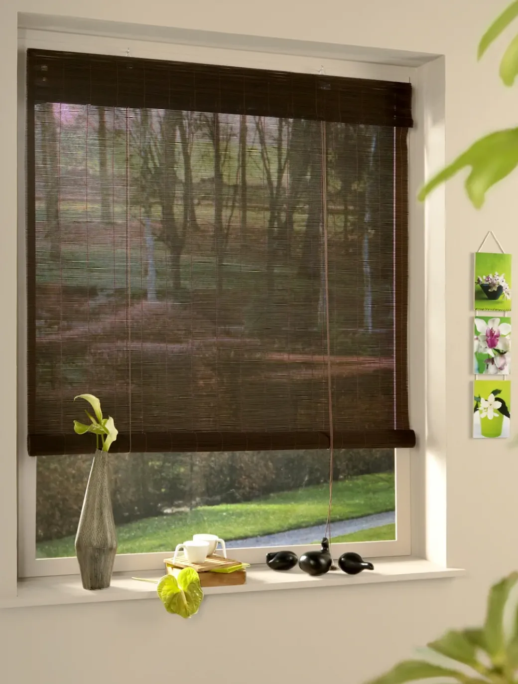 Brico Rolgordijnen-Madeco 7350 Rolgordijn Roll Up Bamboe Chocolate 80 X 180Cm