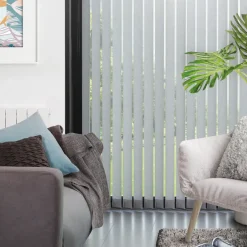 Brico Lamellen-Madeco 4125 Verticale Lamellen Compleet Lichtdoorlatend Grijs 12,7 X 260 Cm + Rail 250 Cm