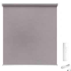 Brico Rolgordijnen-Madeco Grey Gemotoriseerd Lichtdoorlatend Rolgordijn E-Roll Grijs 120X250Cm