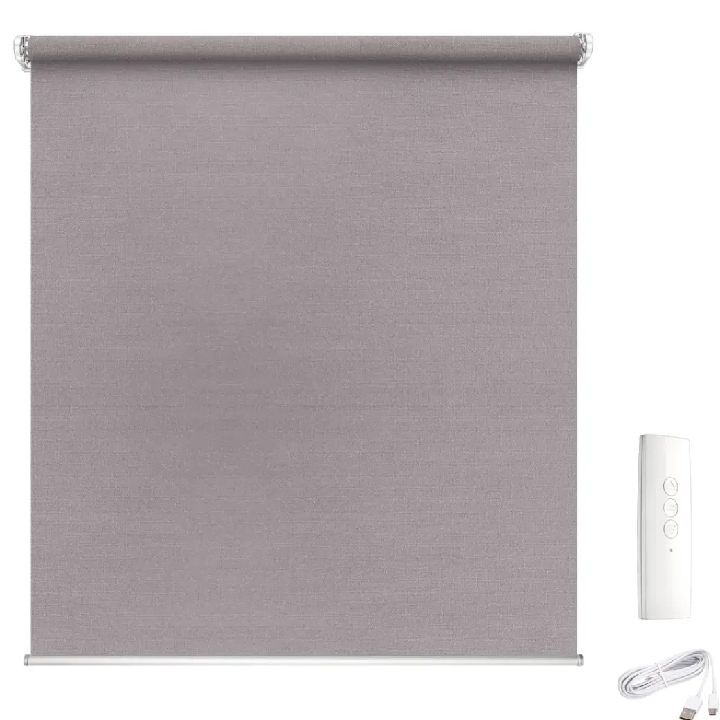 Brico Rolgordijnen-Madeco Grey Gemotoriseerd Lichtdoorlatend Rolgordijn E-Roll Grijs 120X250Cm