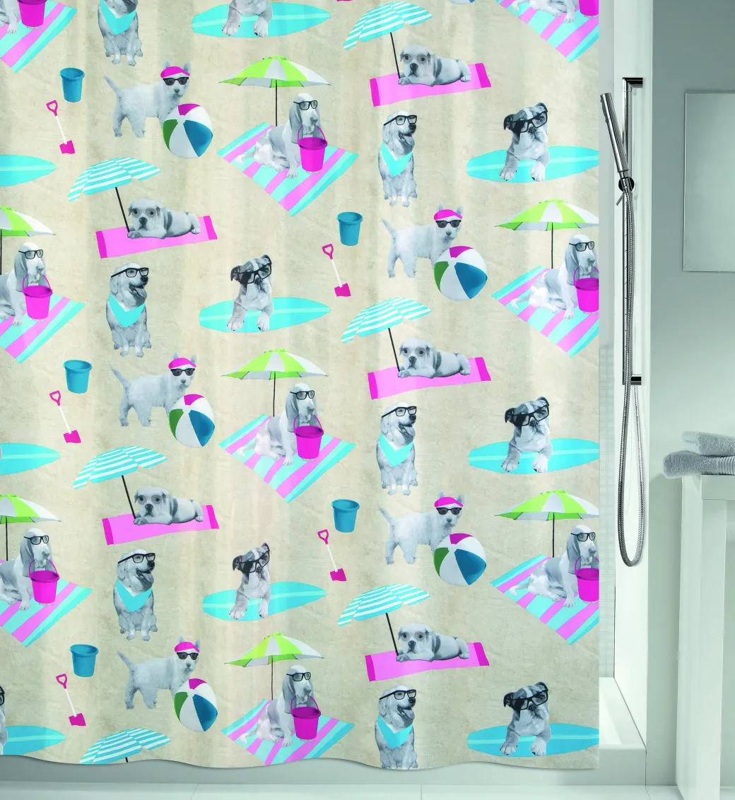 Msv Douchegordijn Beach Dogs Multikleur 180Cm|Brico Hot