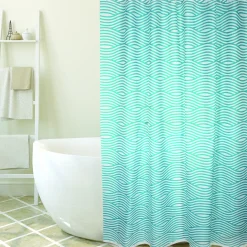Msv Douchegordijn Wave Blauw 180Cm|Brico Discount