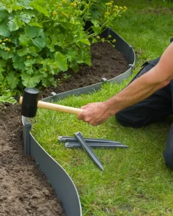 Brico Opsluitbanden & Boordstenen-Nature Grondpennen Voor Tuinborder Polyethyleen Grijs 1,9X1,8X26,7Cm 10 Stuks
