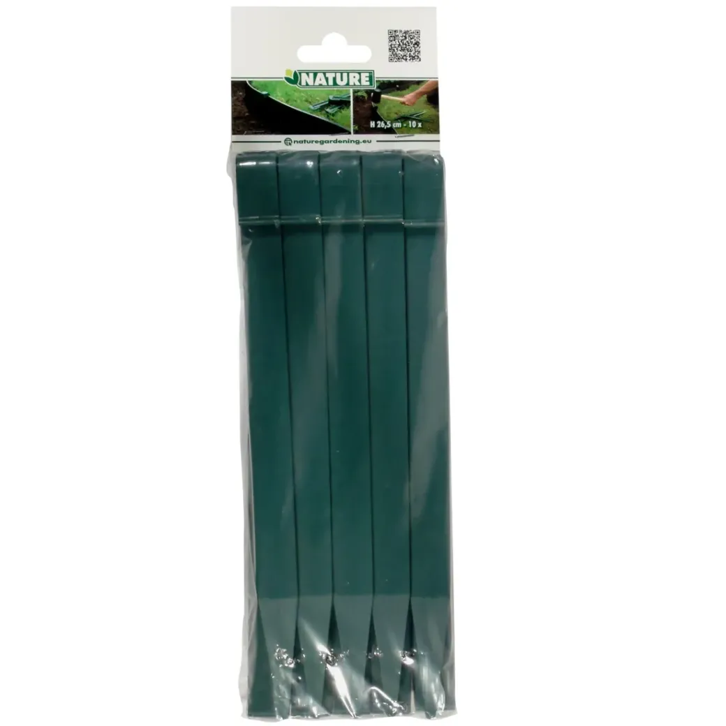 Brico Opsluitbanden & Boordstenen-Nature Grondpennen Voor Tuinborder Polyethyleen Groen 1,9X1,8X26,7Cm 10 Stuks