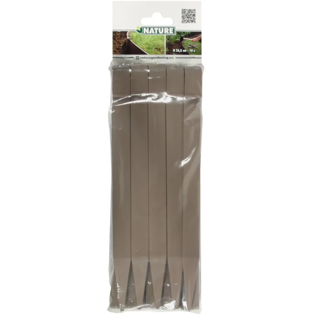 Brico Opsluitbanden & Boordstenen-Nature Grondpennen Voor Tuinborder Polyethyleen Taupe 1,9X1,8X26,7Cm 10 Stuks
