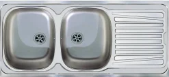 Nord Inox Spoelbak 2 Kommen + Afdruipplaat Omkeerbaar 116X50Cm Roestvrij Staal|Brico Hot