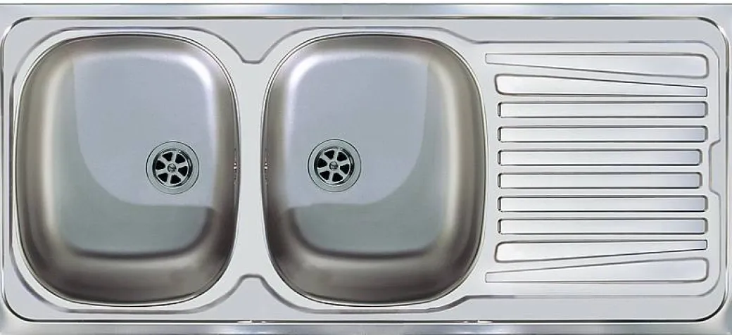 Nord Inox Spoelbak 2 Kommen + Afdruipplaat Omkeerbaar 116X50Cm Roestvrij Staal|Brico Hot