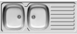 Nord Inox Spoelbak Opbouw 2 Kommen + Afdruipplaat 120X50Cm Roestvrij Staal|Brico Outlet