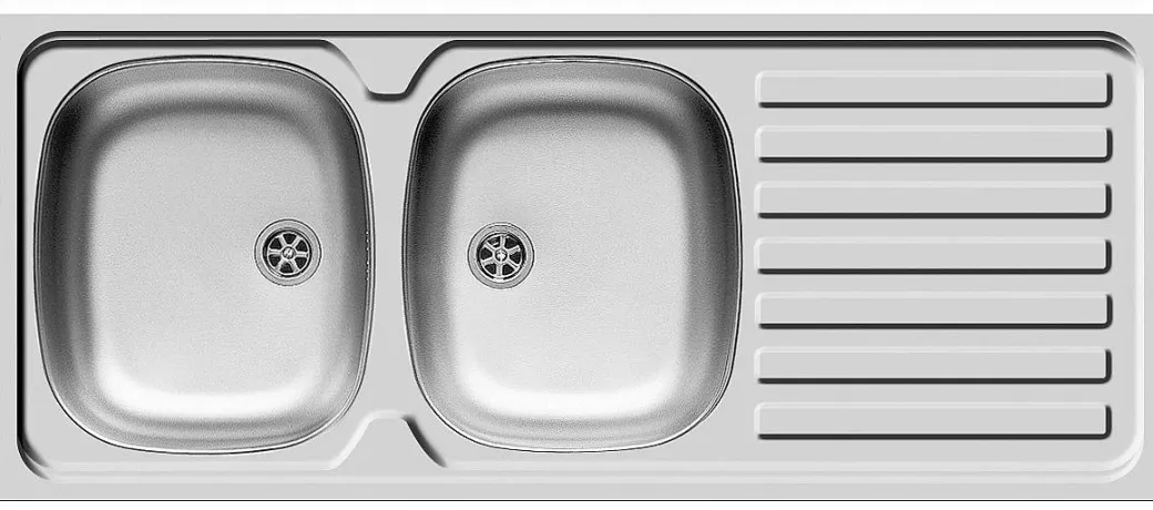 Nord Inox Spoelbak Opbouw 2 Kommen + Afdruipplaat 120X50Cm Roestvrij Staal|Brico Outlet