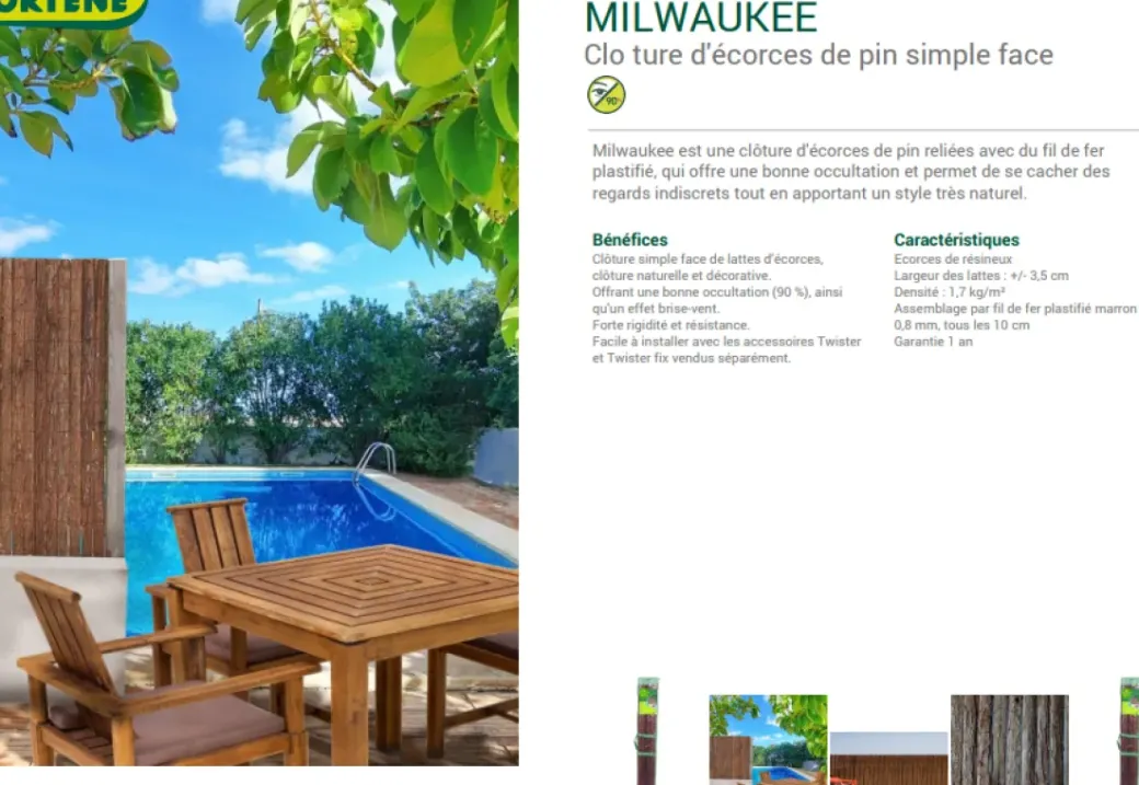 Brico Balkonschermen-Nortene Balkonscherm Milwaukee Bruin 1X3M