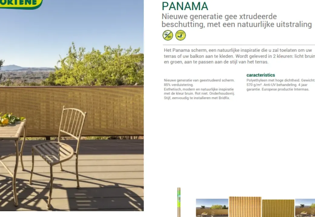 Brico Balkonschermen-Nortene Scherm Panama Groen 1X3M