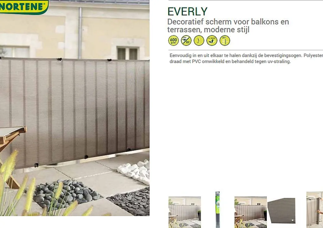 Nortene Tuinscherm Everly Grijs 1X5M|Brico Online