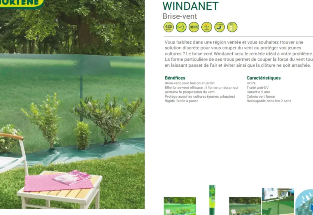Brico Balkonschermen-Nortene Zichtdoek Zichtbelemmering Windanet Groen 1X3M