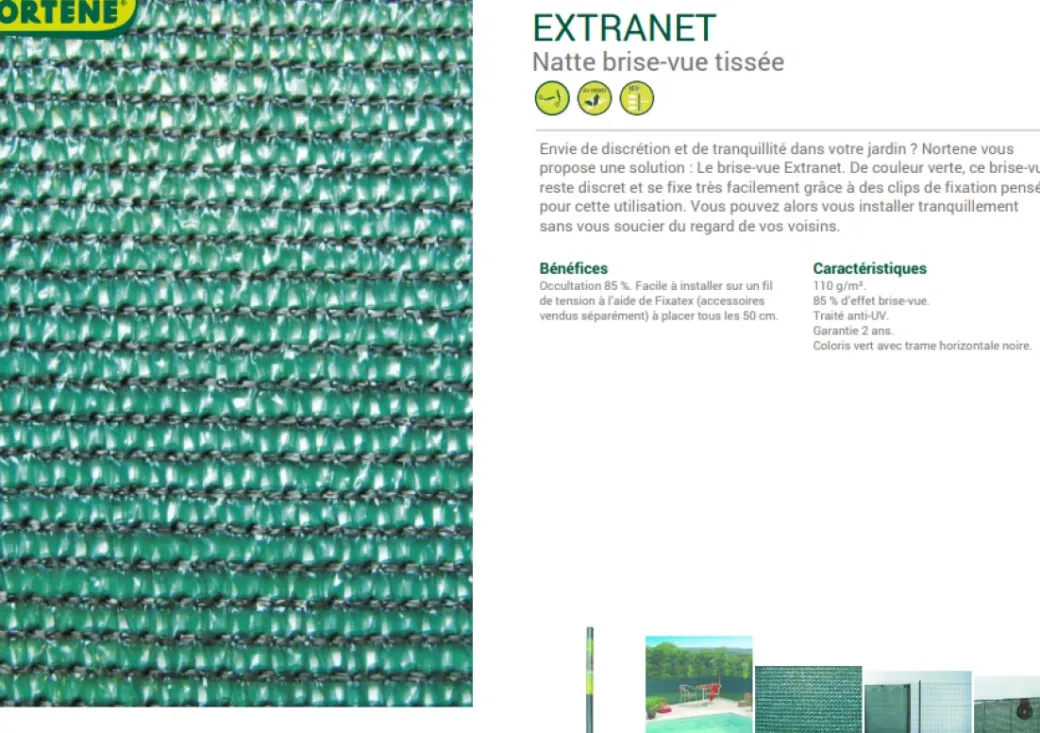 Brico Balkonschermen-Nortene Zichtdoek Zichtbelemmering Extranet Groen 1,5X10M