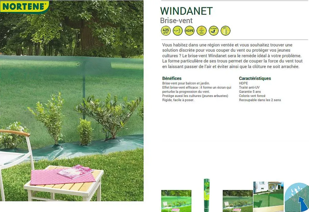 Nortene Zichtdoek Zichtbelemmering Windanet Groen 1X3M|Brico Best
