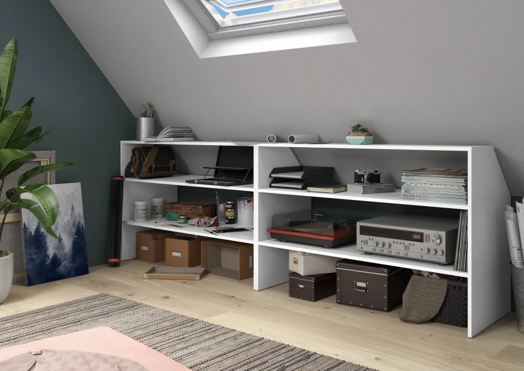 Opberging Schuin Dak 120Cm Wit|Brico Discount