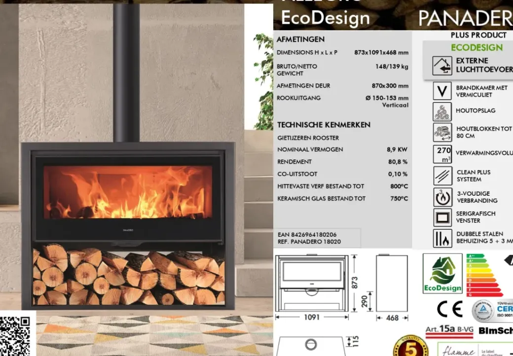 Brico Houtkachels<Panadero Houtkachel Allegro Ecodesign 8,9Kw