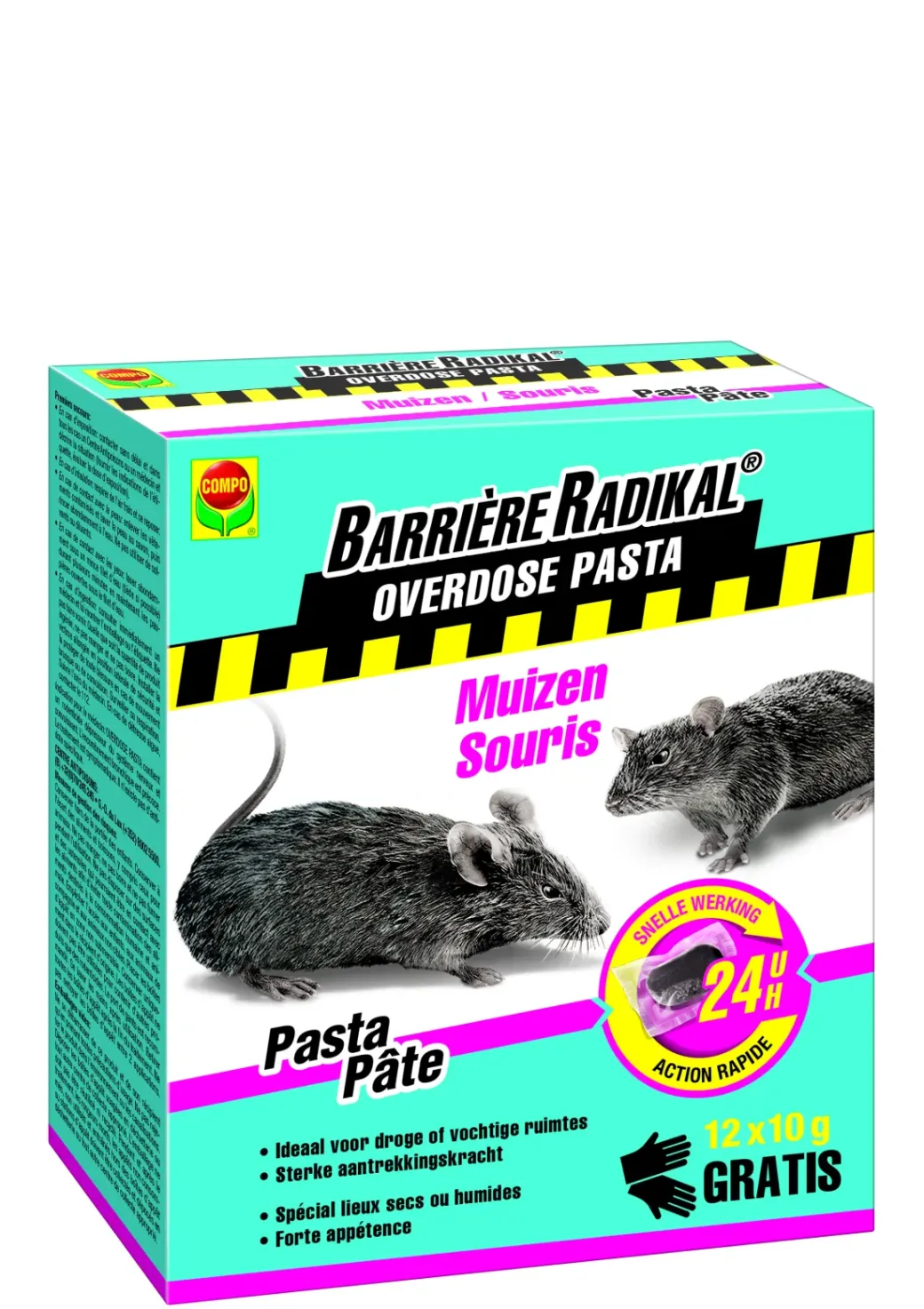 Brico Ongediertebestrijding-Pasta Muizen Campo Barriere Radikal 24H 12X10G