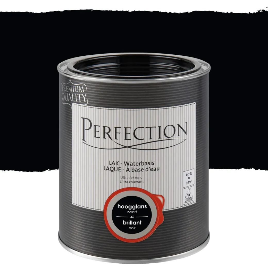 Brico Lakken-Perfection Lak Ultradekkend Hoogglans Koolstoff Zwart 750Ml