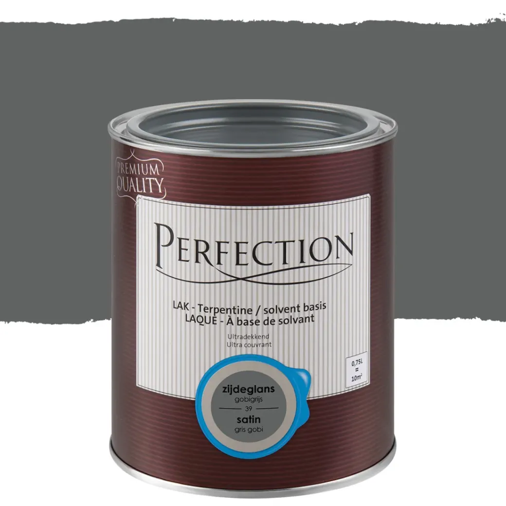 Brico Lakken-Perfection Lak Ultradekkend Zijdeglans Terpentine Basis Gobigrijs 750Ml