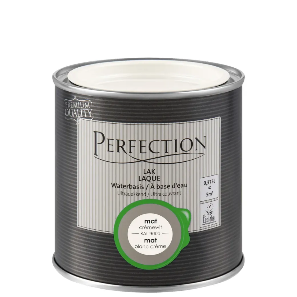 Brico Lakken-Perfection Lak Ultradekkend Mat Cremewit Ral 9001 375Ml