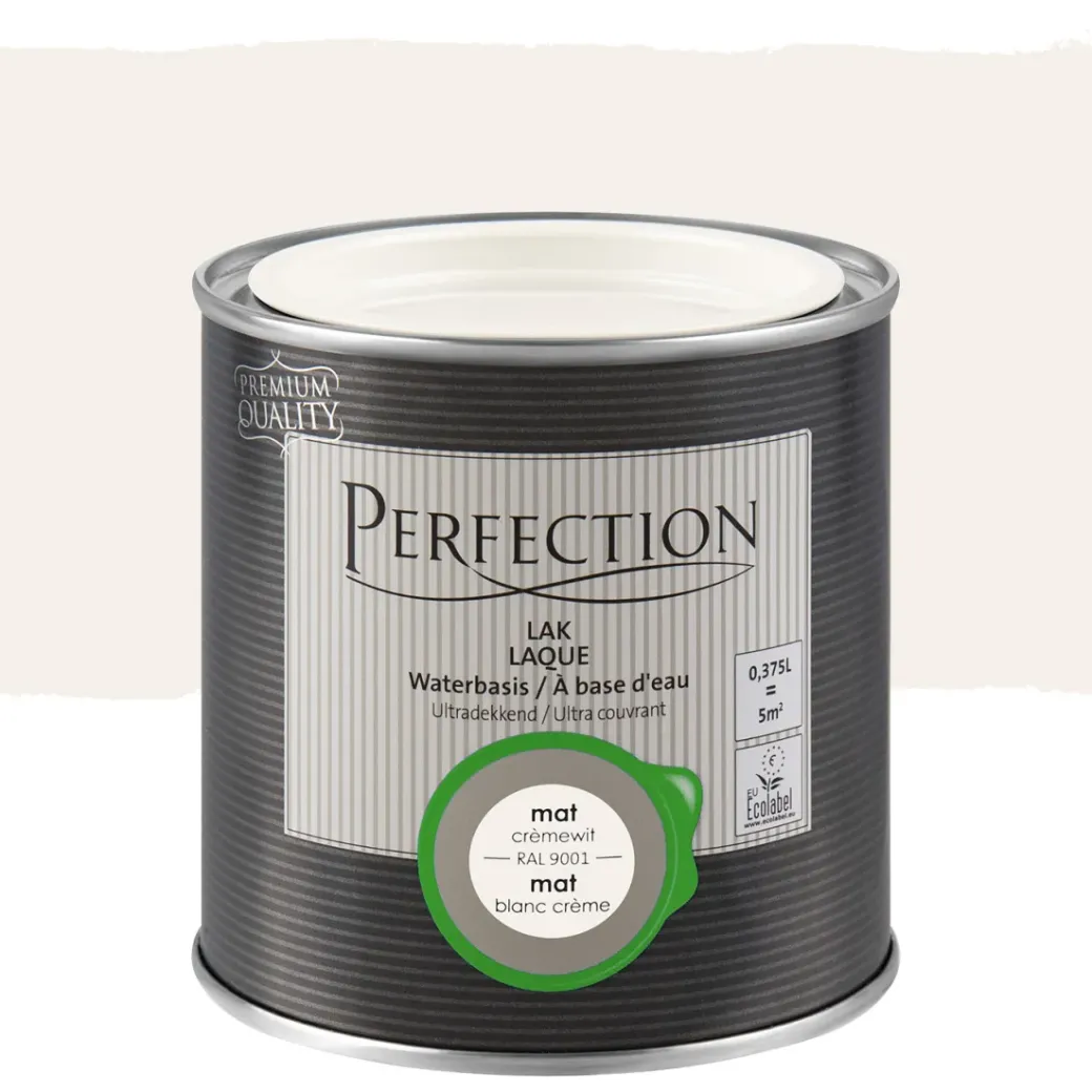 Brico Lakken-Perfection Lak Ultradekkend Mat Cremewit Ral 9001 375Ml