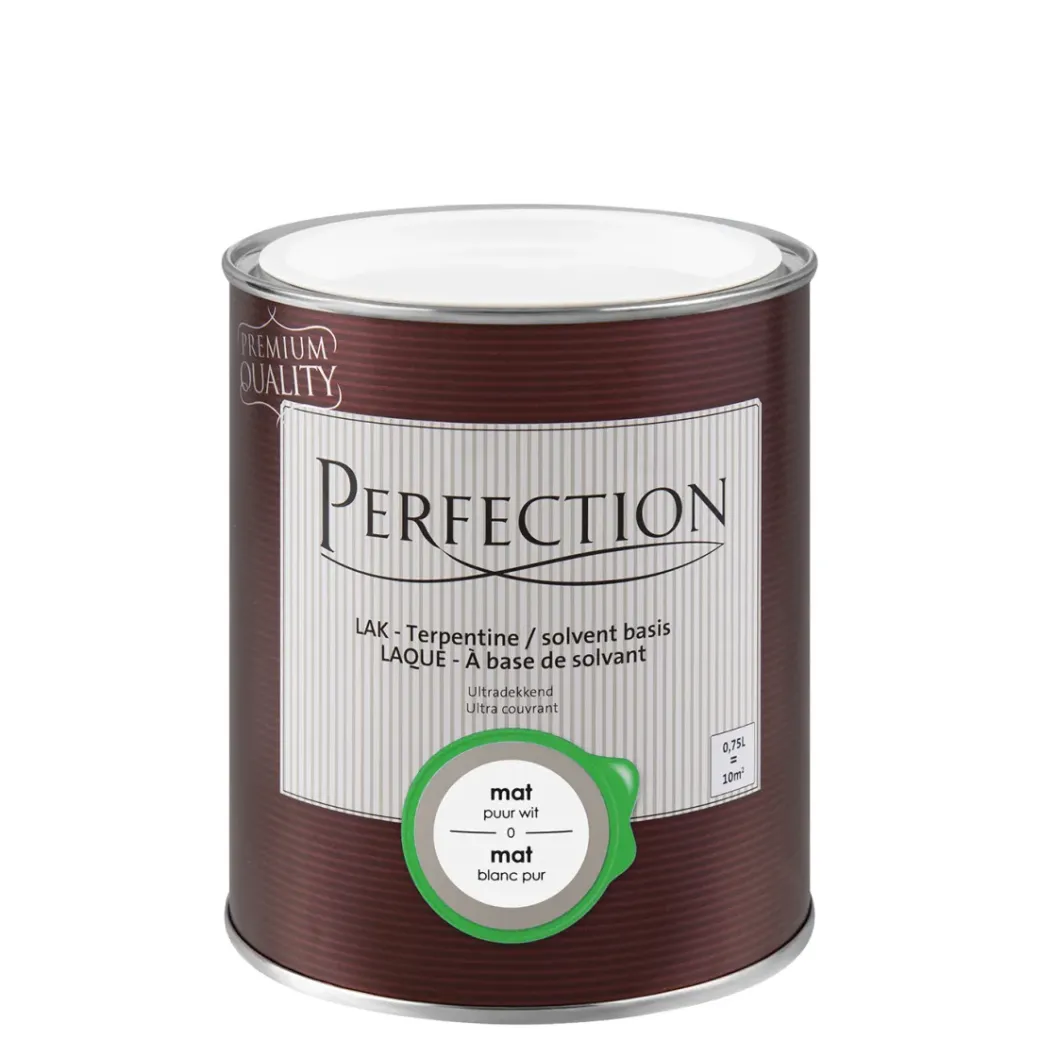 Brico Lakken-Perfection Lak Ultradekkend Mat Terpentine Puur Wit 750Ml