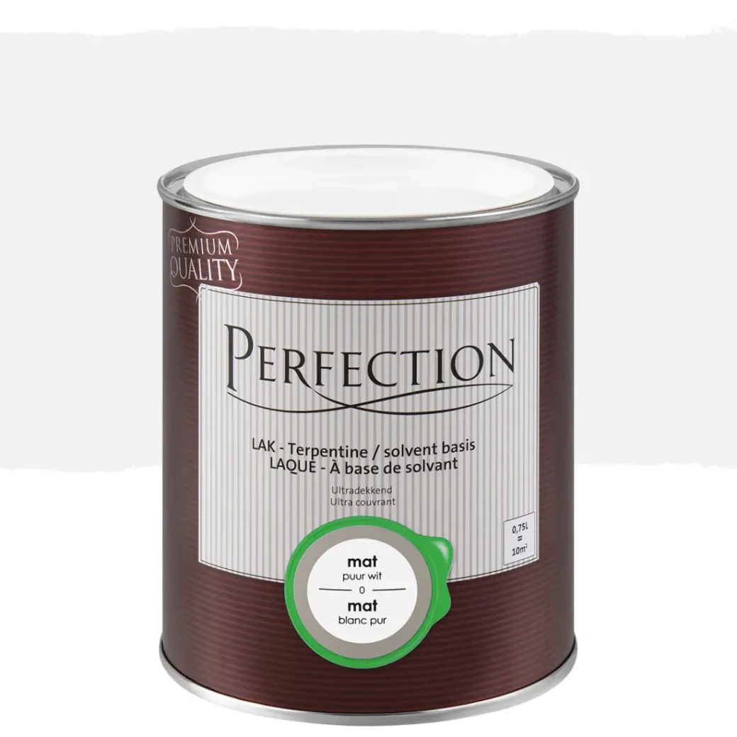 Brico Lakken-Perfection Lak Ultradekkend Mat Terpentine Puur Wit 750Ml