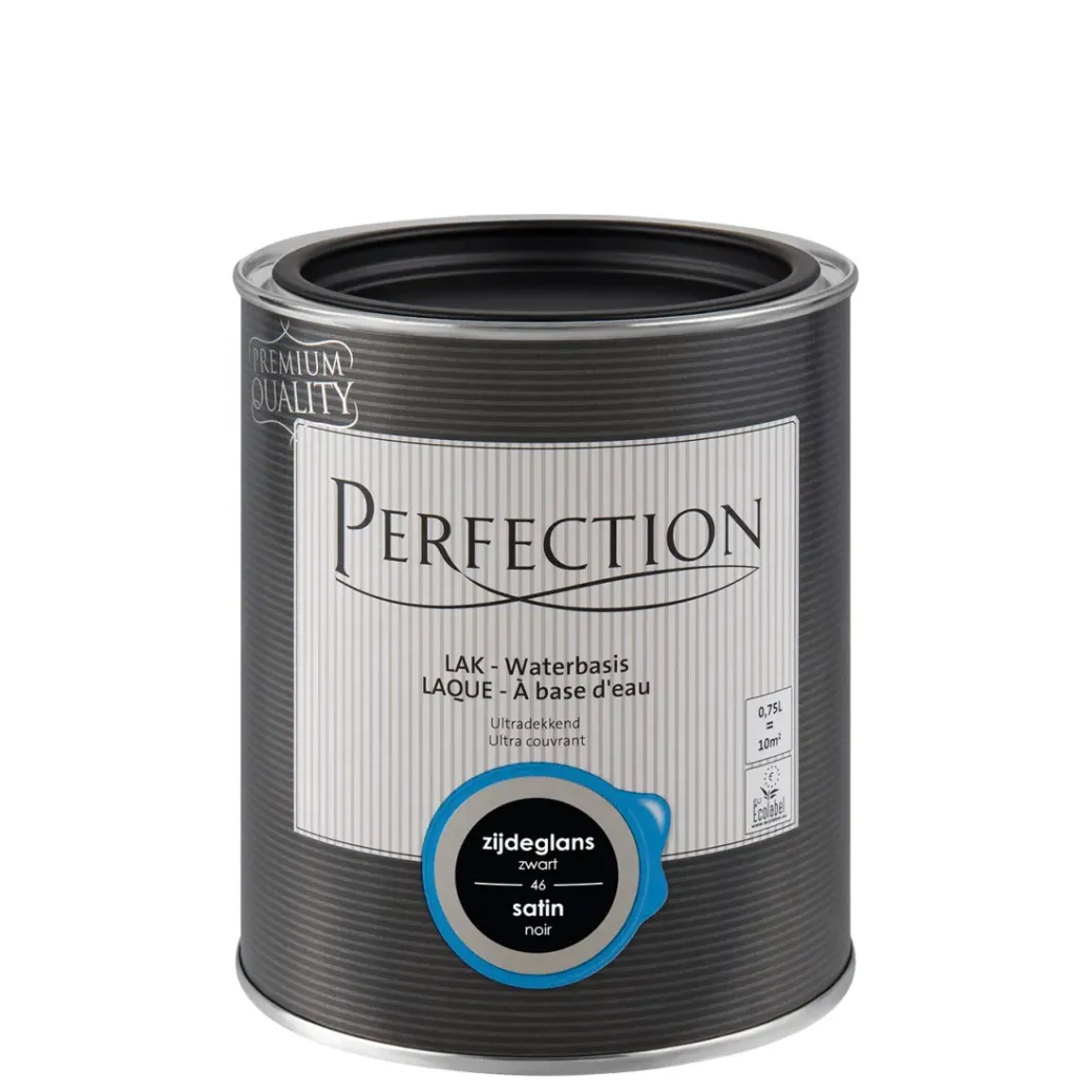 Brico Lakken-Perfection Lak Ultradekkend Zijdeglans Koolstof Zwart 750Ml