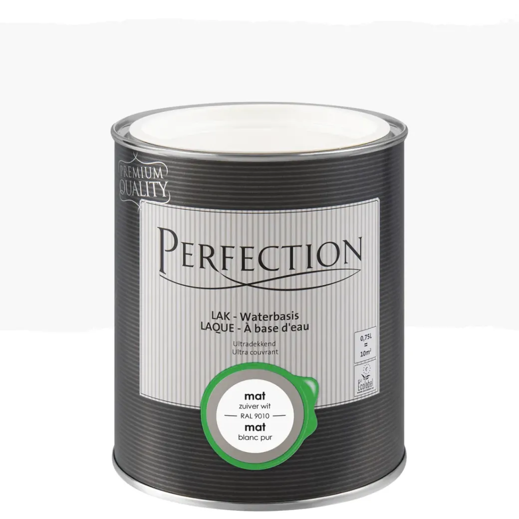 Brico Lakken-Perfection Lak Ultradekkend Mat Zuiver Wit Ral 9010 750Ml