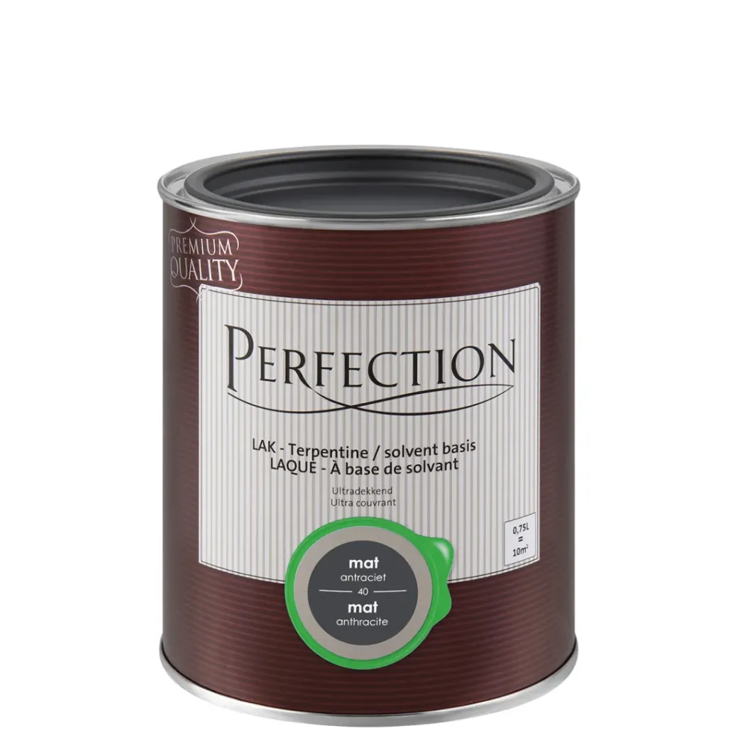 Brico Lakken-Perfection Lak Ultradekkend Mat Terpentine Antraciet 750Ml