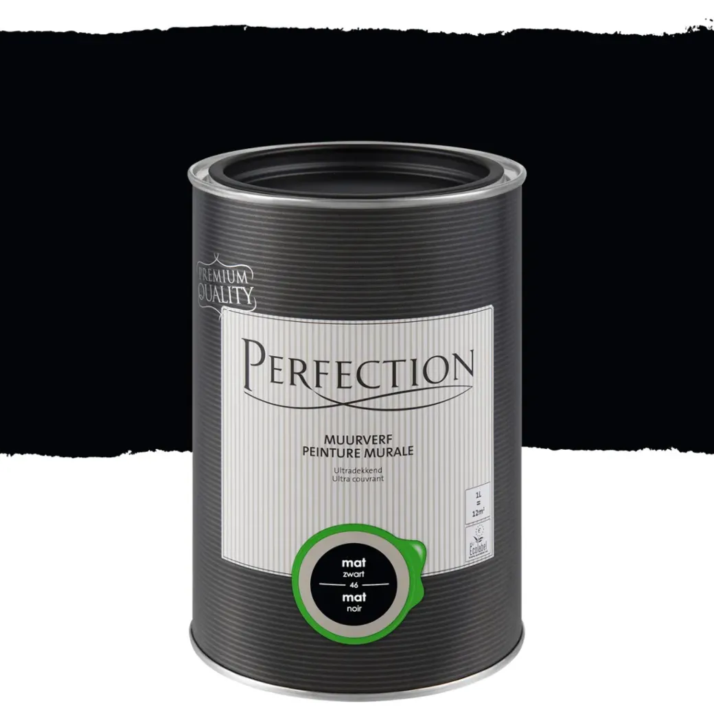 Brico Muurverf-Perfection Muurverf Ultradekkend Mat Zwart 1L
