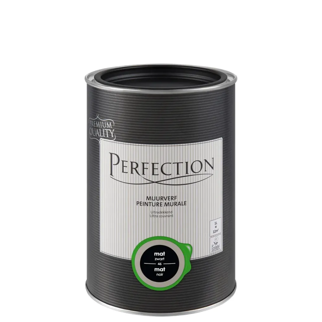 Brico Muurverf-Perfection Muurverf Ultradekkend Mat Zwart 1L