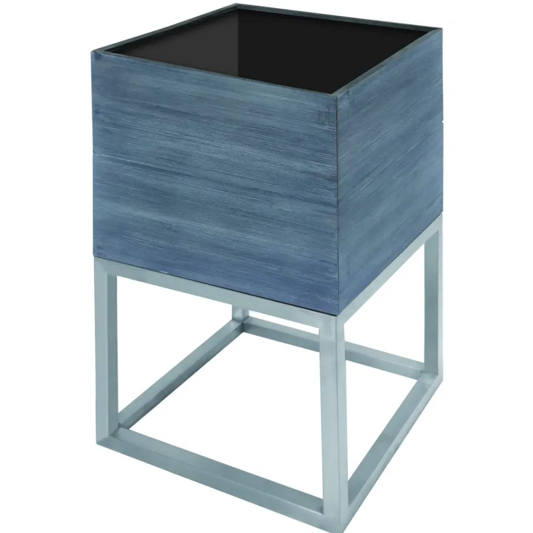 Brico Plantenpotten En -Bakken-Plantenbak Acaciahout Vierkant 35X35Cm Grijs Geborsteld